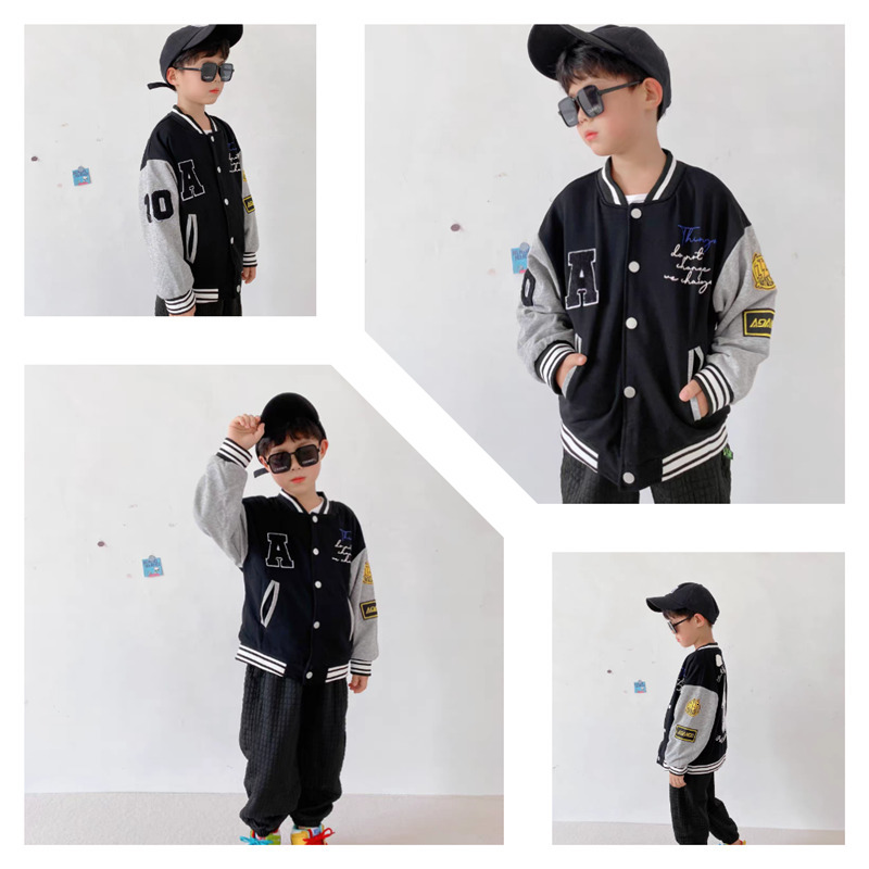 Jackets Kids Bomber Jacket Children Spring Autumn Letter Print Outerwear Boys Streetwear Varsity Baseball Uniform Coats 4 6 8 10 12 14 Y 230817
