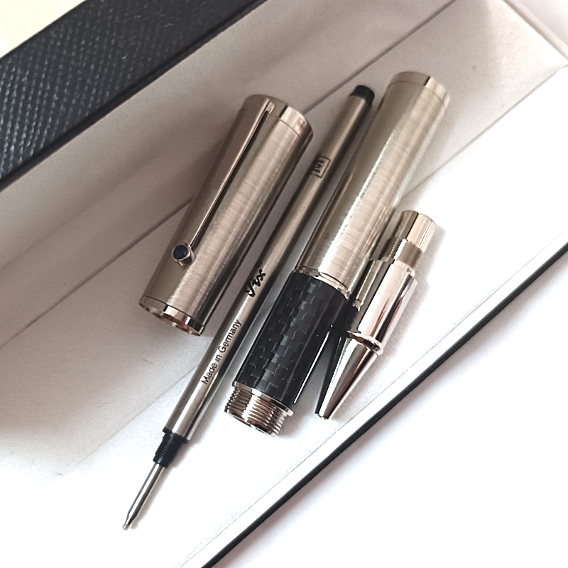 Great Mahatma Gandhi Signature Rollerball Pen Black Carbon Fiber And Titanium Metal Office School Writing Ink Fountain Pens 0680/3000