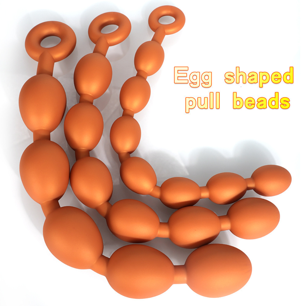 Anal Toys Eggs Shape Pull Beads Prostate Massage Long Deep Butt Plug Liquid Silicone Ovipositor Fun Sexual For MenWomen 230821