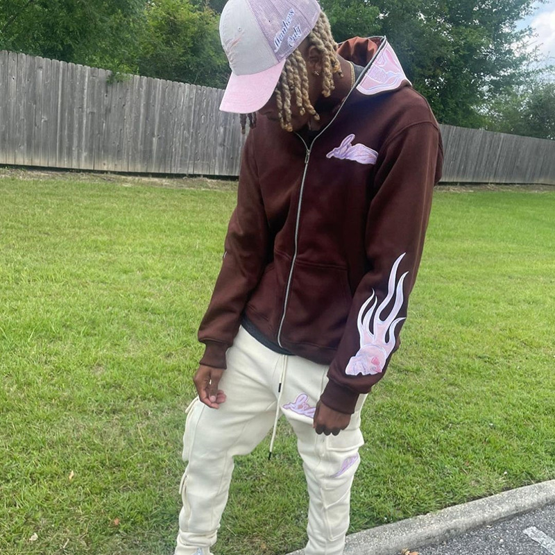 Men's Hoodies Sweatshirts Men Skeleton Print Hoodies High Street Full Zip Long Sleeve Jacket Coats Y2K Harajuku Casual Oversized Hooded Sweatshir