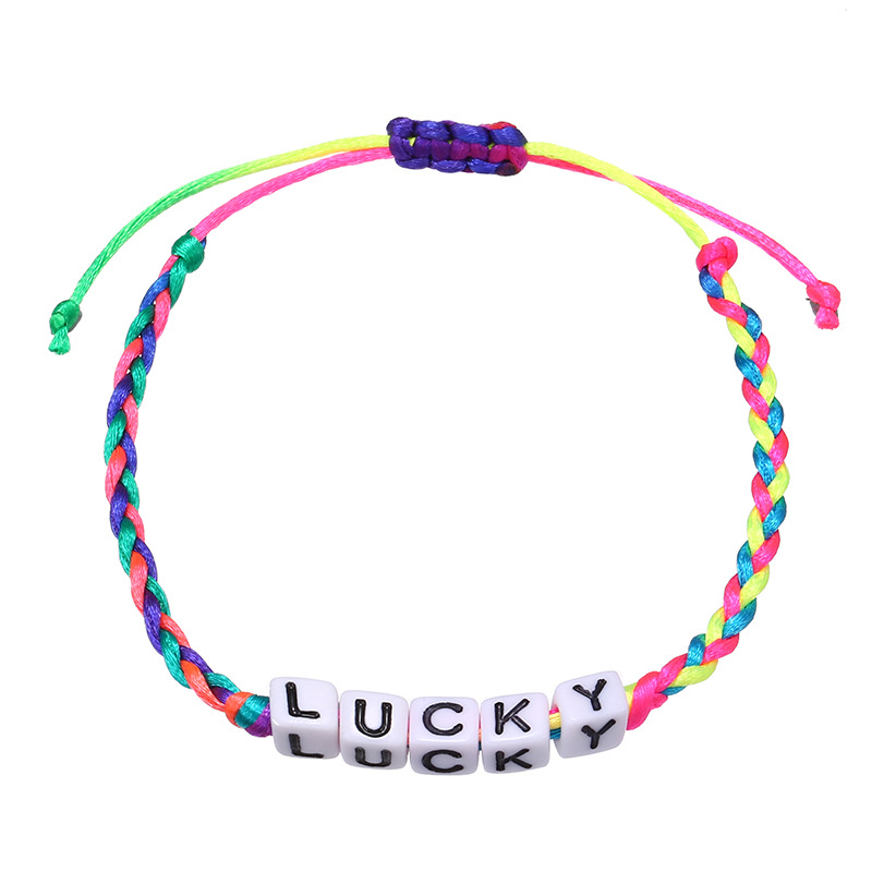 New Popular Letter Words Charm Bracelet Colorful Woven Bracelets Jewelry for Kids