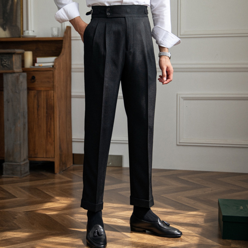 Men's Pants Italy Business Dress Pants Men High Quality Office Social Suit Pants Casual Wedding Groom Trouser Pantaloni Uomo Casual apricot 23082