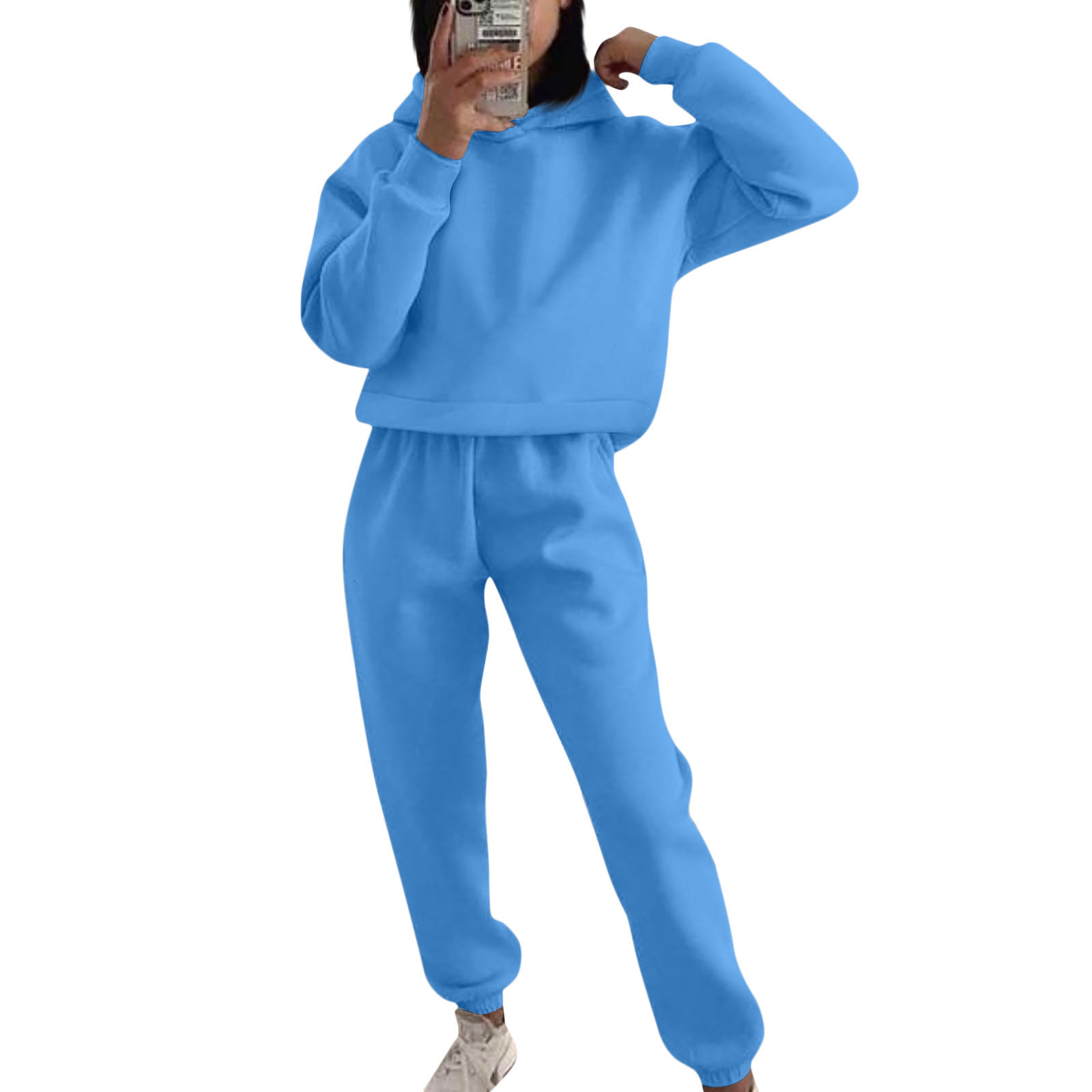 Womens Two Piece Pants Autumn Tracksuit Long Sleeve Hooded Top Casual Stretch Trousers Sports Workout Suit Loose Soft Twopiece Set 230821wtt