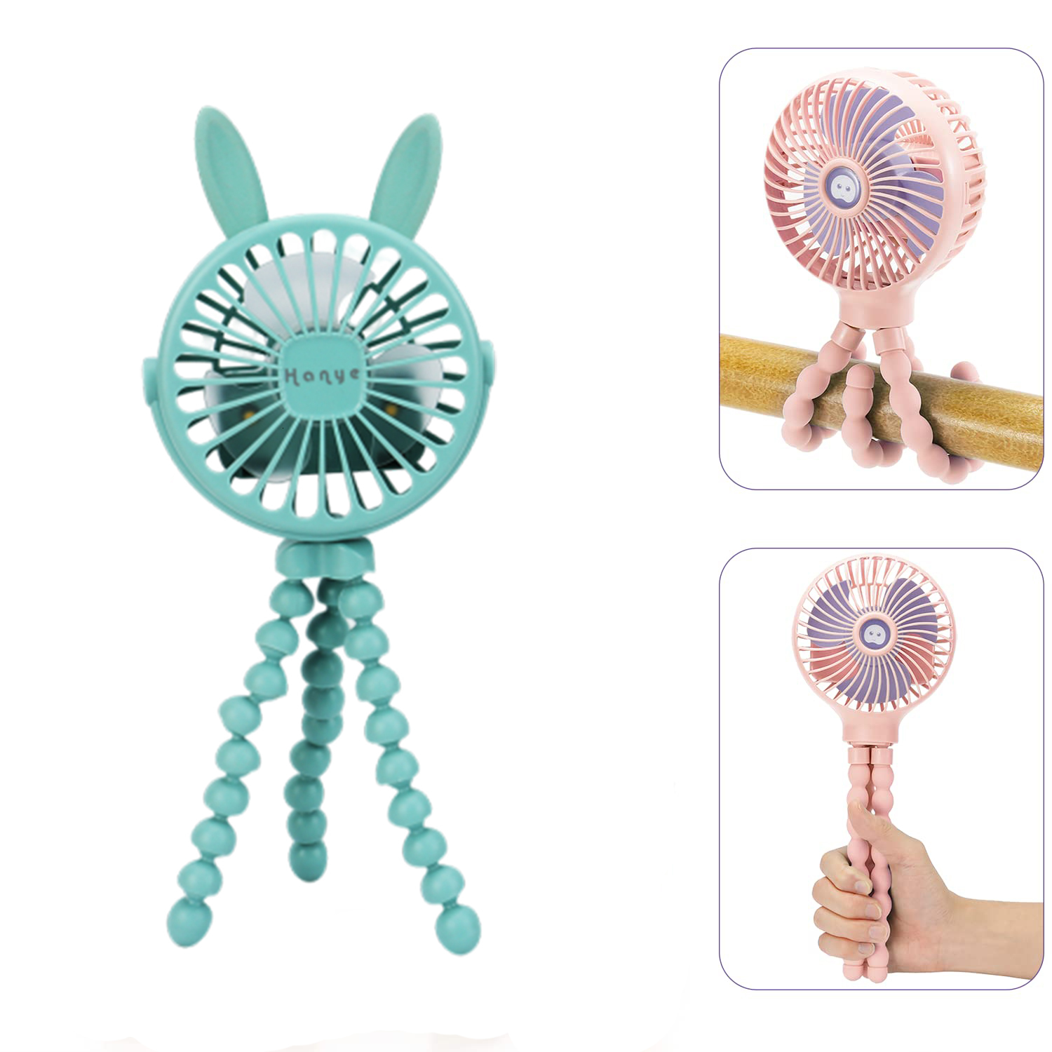 Stroller Parts Accessories Summer Night Light Fan for Stroller Portable Handheld Fan Baby Bed Fan USB Rechargeable Battery Operated Fan Baby Accessori
