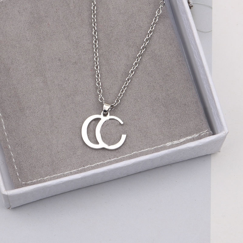 Jewelry Necklaces white Plated 925 Silver Graduated Luxury Brand Designers Letters Geometric Famous Women Round Crystal Rhinestone Gold YiLiYa 5042