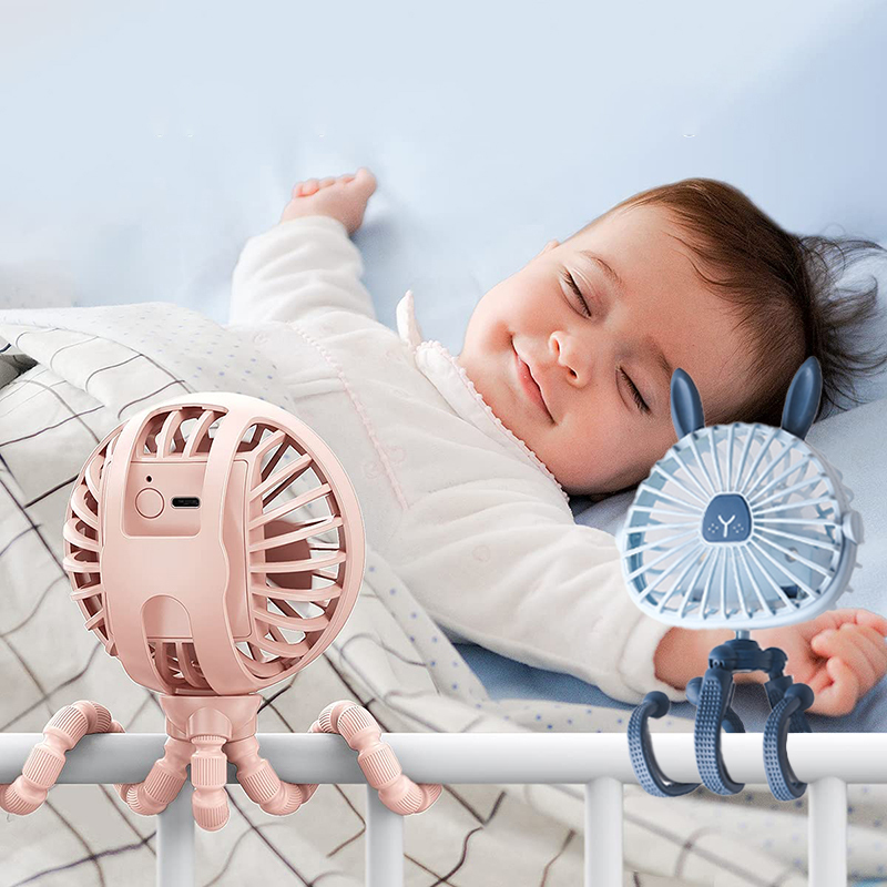 Stroller Parts Accessories Summer Night Light Fan for Stroller Portable Handheld Fan Baby Bed Fan USB Rechargeable Battery Operated Fan Baby Accessori