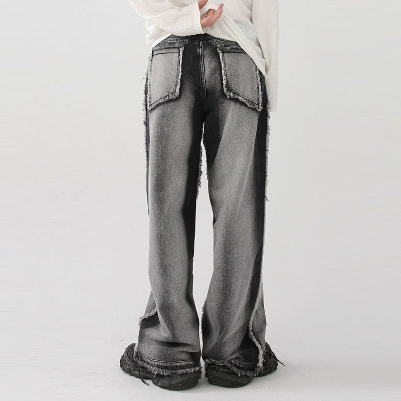 Men's Jeans Men's Women's Y2K Jeans Oversized Denim Pants Straight Trousers Patchwork Black Gothic Baggy Jeans Y2K Streetwear Techwear 