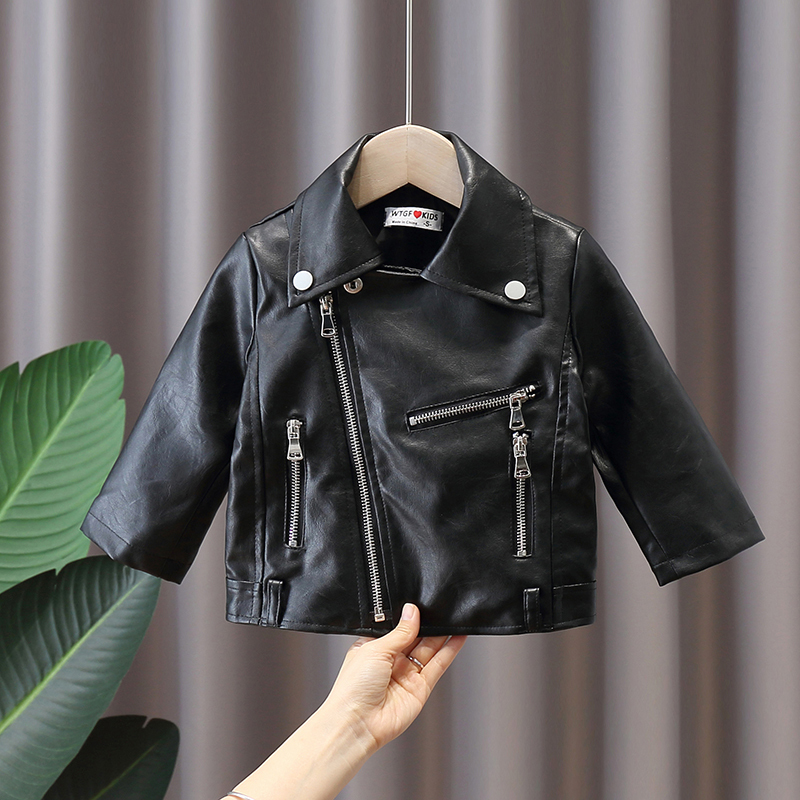 Jackets Spring girl baby clothes kids outfits PU leather jacket outerwear for toddler children girls clothing zipper leather jacket coat 230830