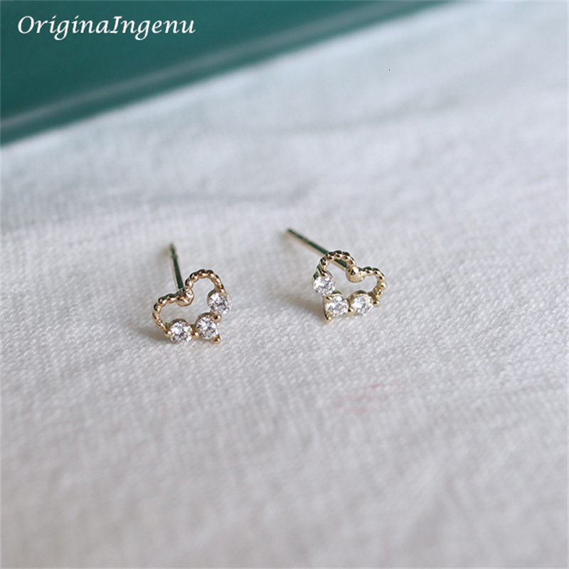 Ear Cuff Solid 9K Gold Dainty Heart Stud Earrings 9k Women Jewelry Minimalist Elegant Wedding Tarnish Resistan Fine 230822