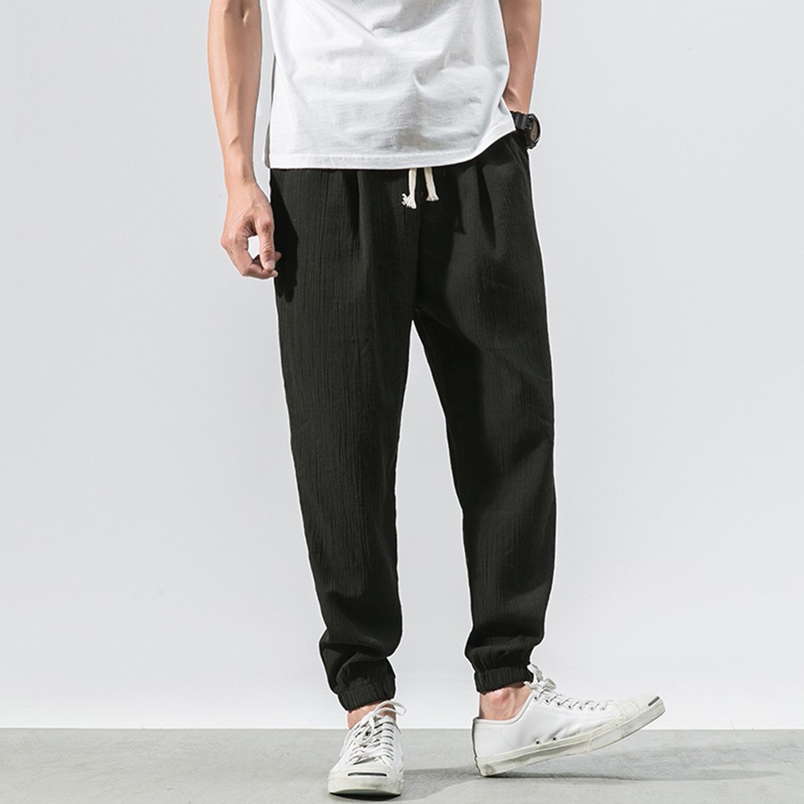 Men's Pants Men's Casual Trousers Soild Ankle-Length Trousers Baggy Harem Pants Bunched Feet Sports Pant Streetwear Men Jogger Pants 230822
