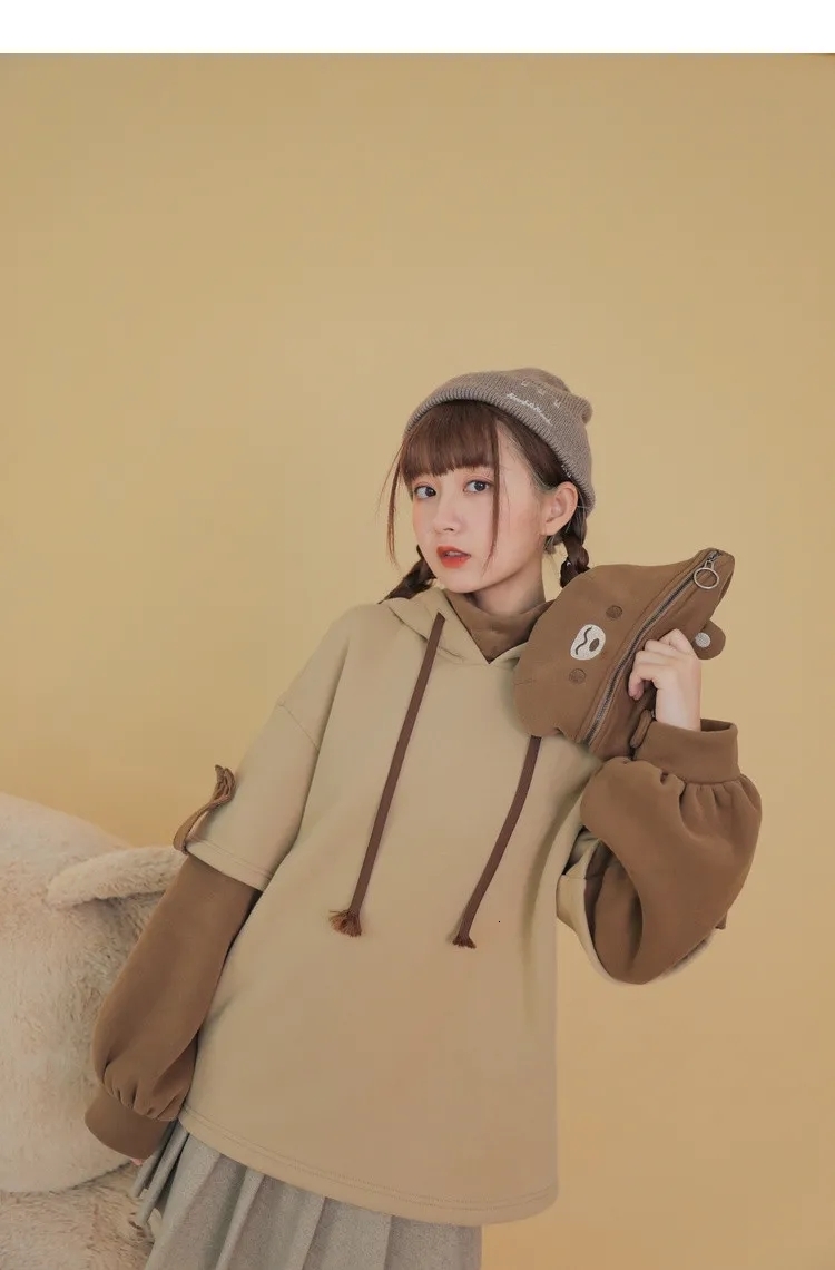 Men's Hoodies Sweatshirts 4XL Harajuku Aesthetic Bear Anime Hoodie Women Korean Kawaii Crewneck Long Sleeve Oversize Streetwear Kpop Y2K Winter C