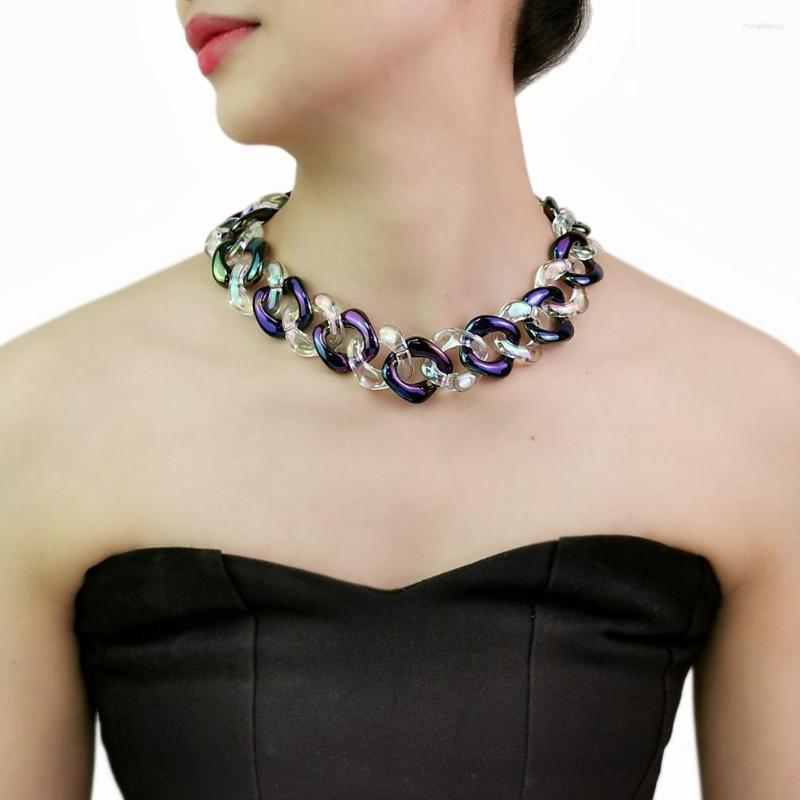 Choker Fashion Thick Chain Necklace Mix Color Acrylic Bead Statement Collar Chunky Necklaces For Women Party Jewelry Bijoux 2023