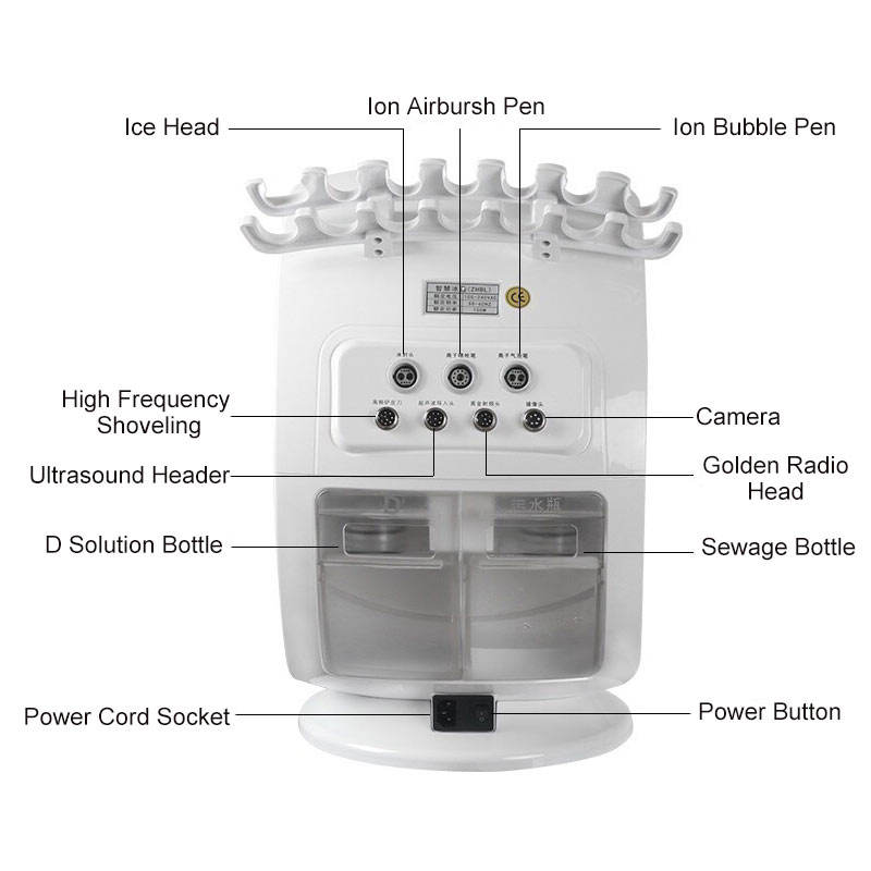 Professional Deep Cleansing Facial Machine/ Multifunction Beauty Machine/ Salon Equipment Facial RF Hydro Dermabrasion Machine with Skin Analyzer