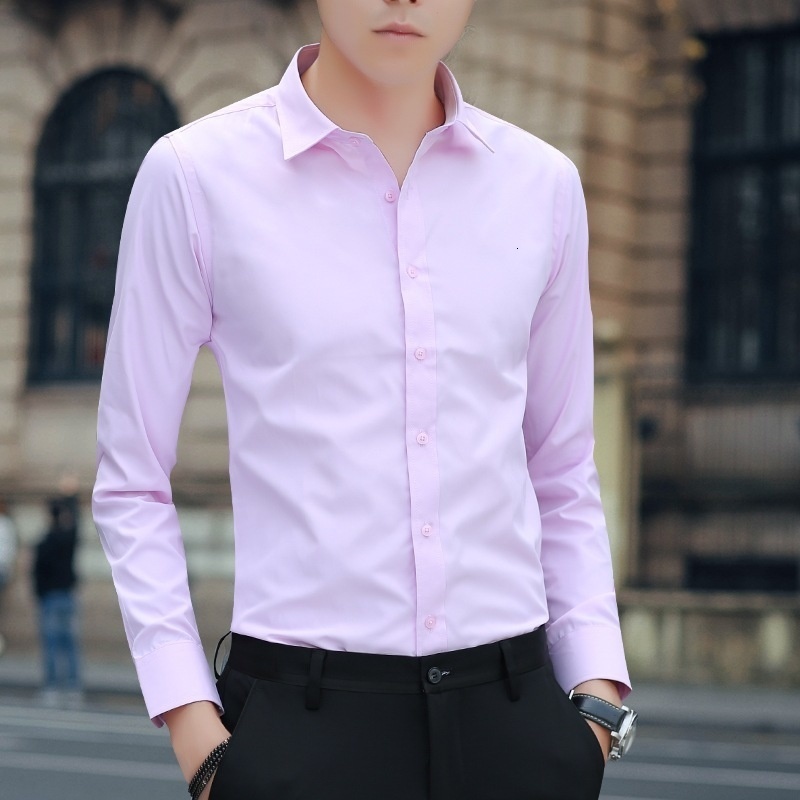 Men's Casual Shirts Fashion White Shirt Long Sleeves Autumn Office Work Slim Professional Solid Color Suit 230822