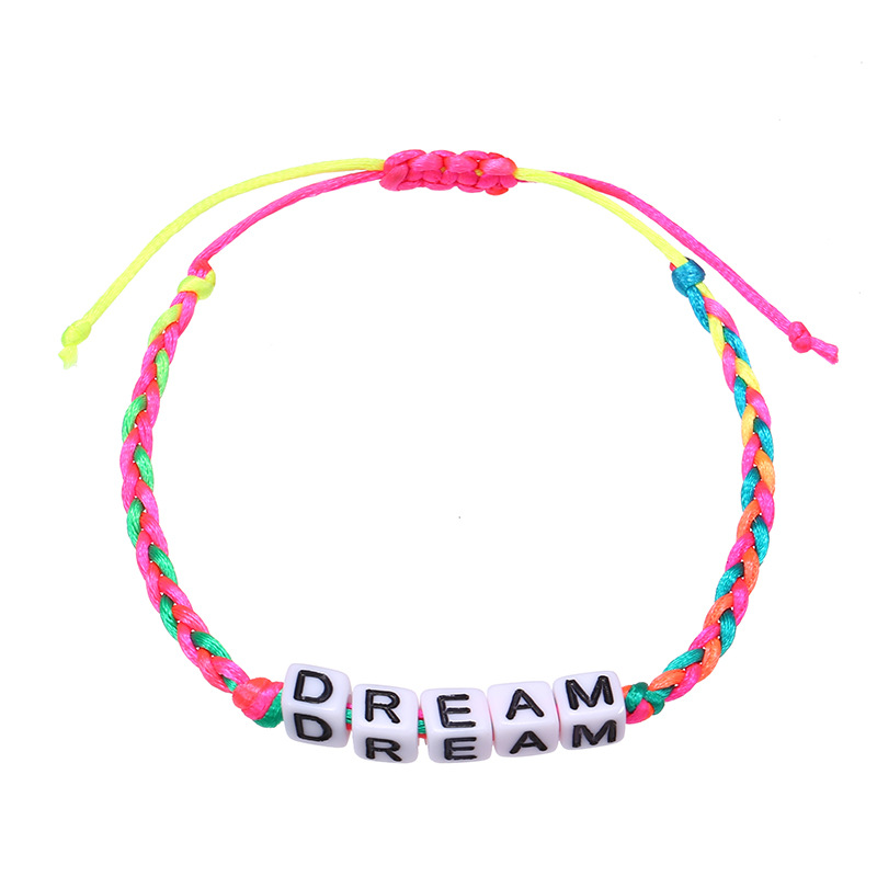 New Popular Letter Words Charm Bracelet Colorful Woven Bracelets Jewelry for Kids