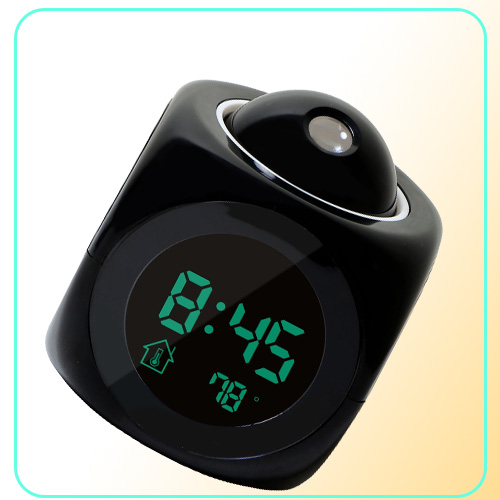 Attention Projection Digital Weather LED Snooze Alarm Clock Projector Color Display Backlight Bell Timer6021987