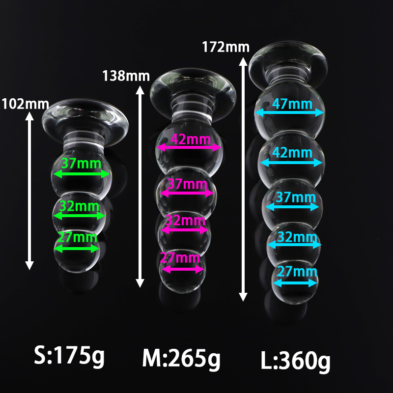 Anal Toys 345 Beads Transparent Crystal Plug Prostate Massager Glass Dildo Anus Sex Toy For Women Dilator Vaginal Orgasm 230821