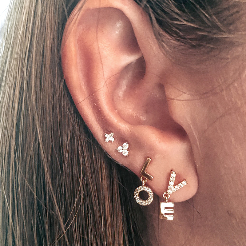 Hoop Huggie YUXINTOME 925 Sterling Silver Ear Needle Letter LOVE Pendant Earring Piercing Rock Punk Fine Fashion Jewelry 230822