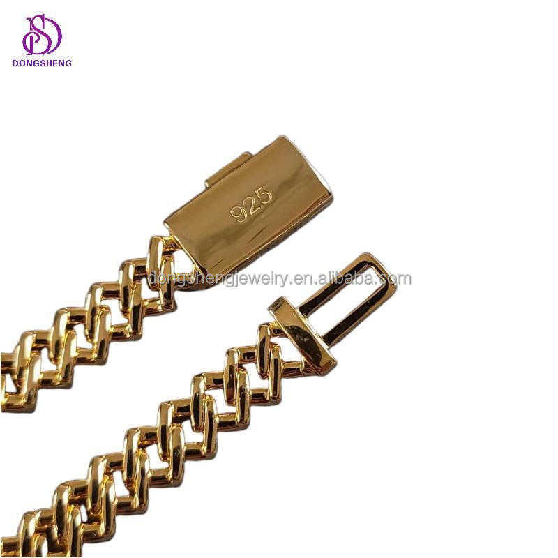 necklace moissanite chain Pass Diamond Tester Iced Out Row 925 Silver Plated Vvs1 Moissanite Diamond Cuban Link Men