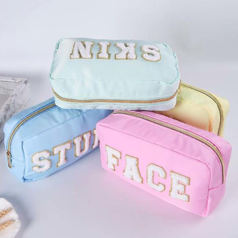 Cosmetic Bags Cases 4PCS Mixed Color Towel Embroidered Letter Waterproof Makeup And Wash Bag Random 230821