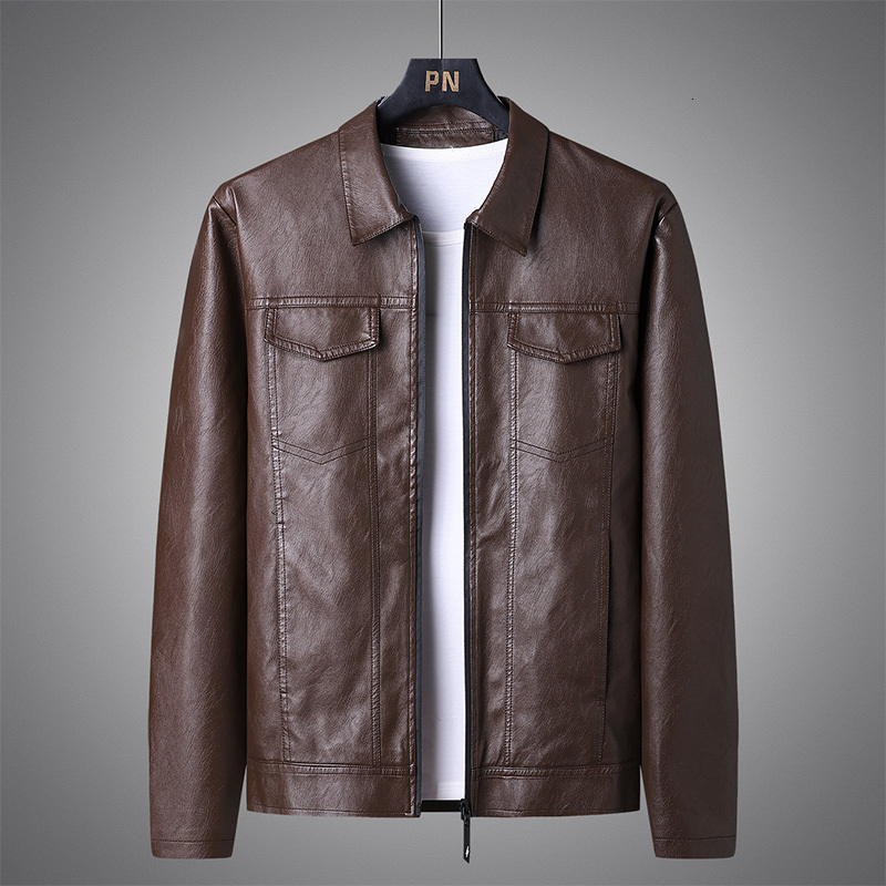 Men's Jackets Spring Autumn Men's Motorcycle Leather Jacket High Quality Fashion Causal Vintage Coat Turndown Collar Men Jacket 230821