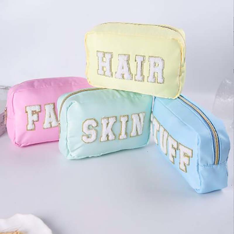 Cosmetic Bags Cases 4PCS Mixed Color Towel Embroidered Letter Waterproof Makeup And Wash Bag Random 230821