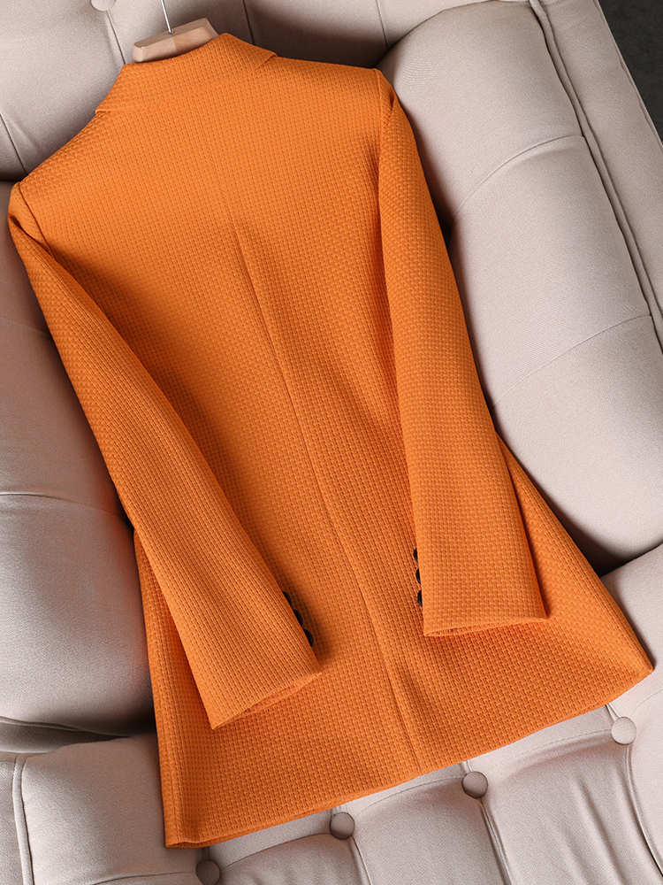 Women's Suits Blazers Women Formal Blazer Ladies Female Orange Black Green Plaid Long Sleeve Single Breasted Work Wear Jacket Coat For Autumn Win