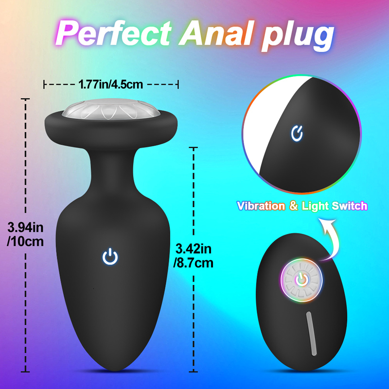 Anal Toys LED Light Plug Vibrator Butt Plugs Stimulator Masturbator Remote Control Prostate Massager Sex Toy For Men Gay Unisex 230821