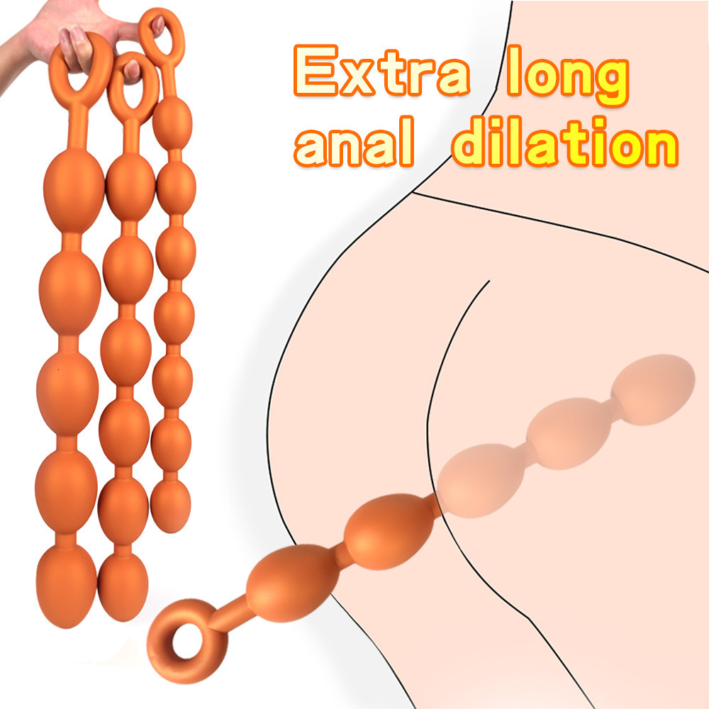 Anal Toys Eggs Shape Pull Beads Prostate Massage Long Deep Butt Plug Liquid Silicone Ovipositor Fun Sexual For MenWomen 230821