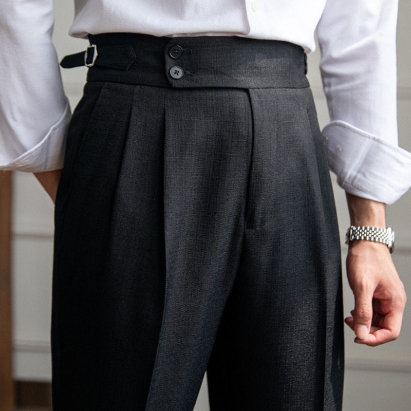 Men's Pants Italy Business Dress Pants Men High Quality Office Social Suit Pants Casual Wedding Groom Trouser Pantaloni Uomo Casual apricot 23082