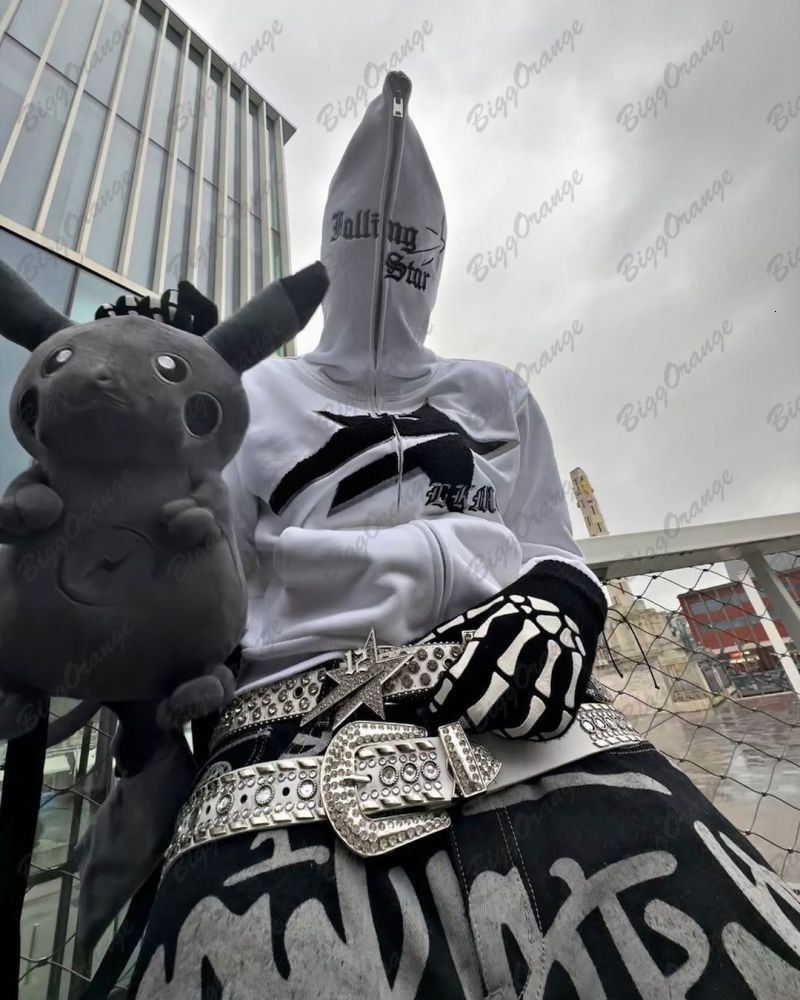 Men's Hoodies Sweatshirts American Style Retro High End White O-Neck Hoodies for Men Full Zipper Sweatshirt All Match Ins Y2K Loose Lazy Style Ja