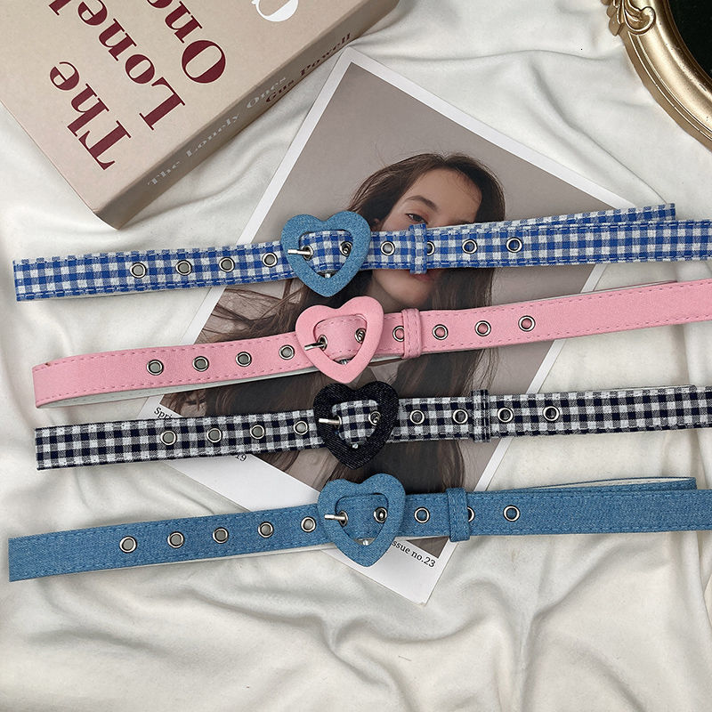 Other Fashion Accessories Heart Denim Belt For Women Love Buckle All Match Jeans Belts Ladies Pink Fabric Strap Female Personality Dress Waistband 374