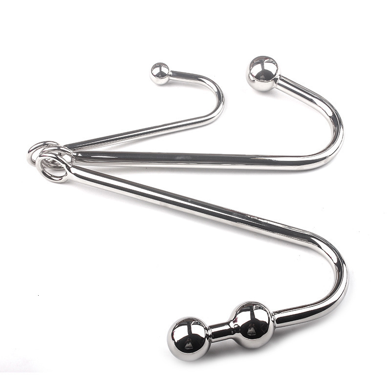 Anal Toys Stainless Steel Hook Prostate Massage Butt Plug with Ball Metal Anus Dilator Masturbation Fetish Sex for Men Women Gay 230821