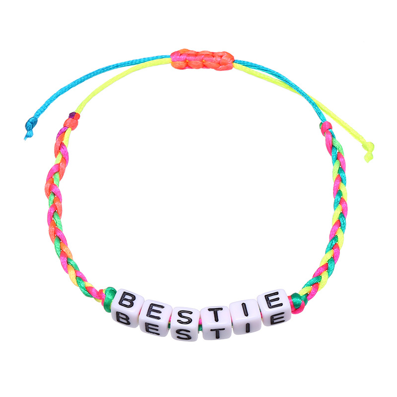 New Popular Letter Words Charm Bracelet Colorful Woven Bracelets Jewelry for Kids