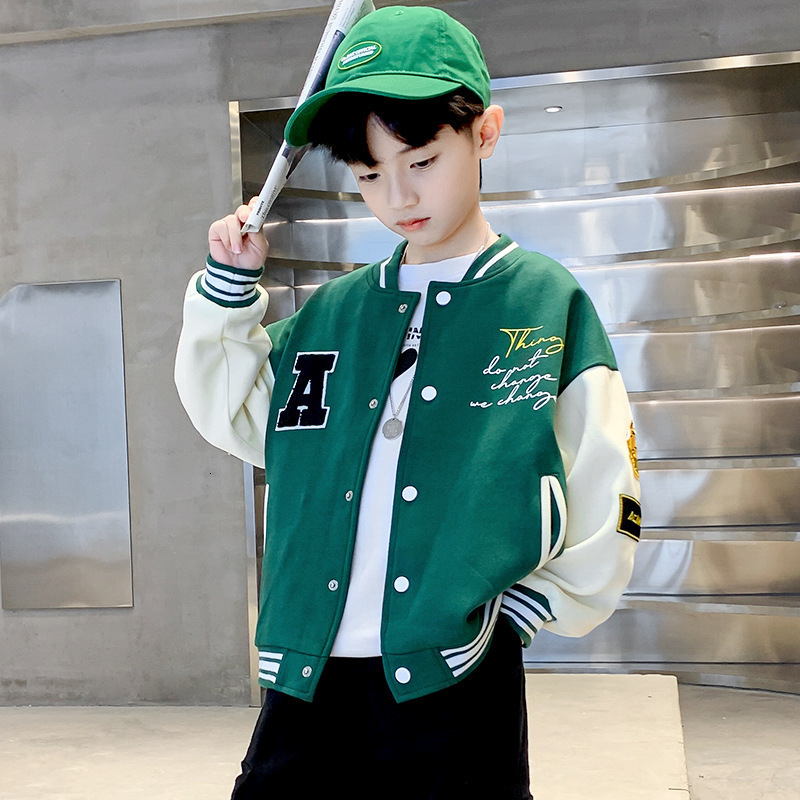 Jackets Kids Bomber Jacket Children Spring Autumn Letter Print Outerwear Boys Streetwear Varsity Baseball Uniform Coats 4 6 8 10 12 14 Y 230817