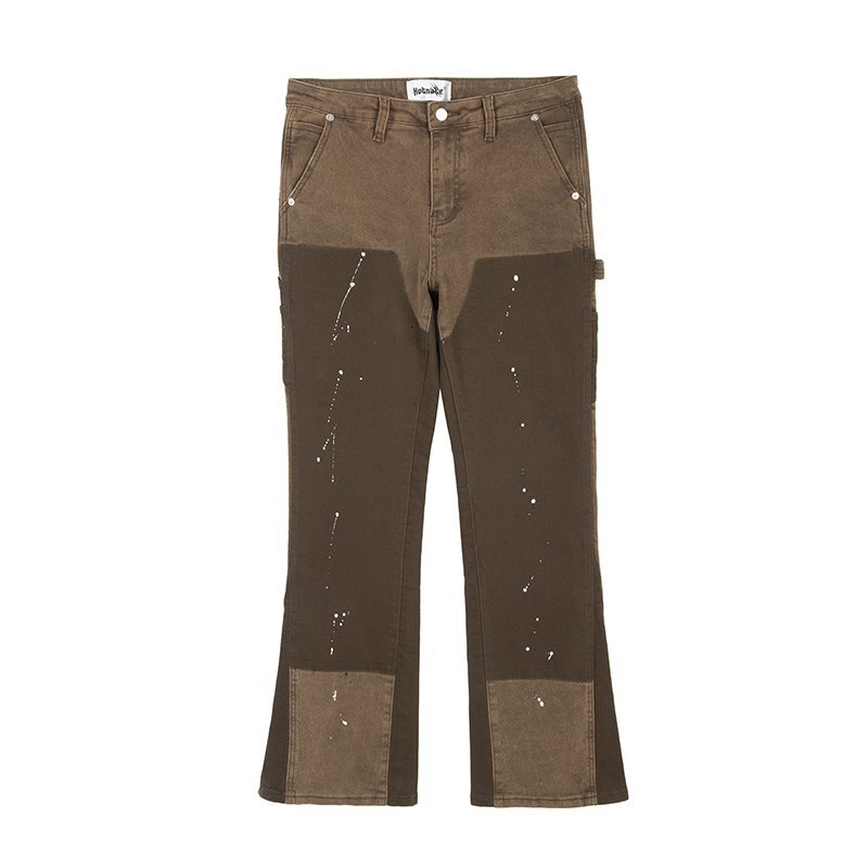 Men's Jeans Splash Ink Painted Washed Micro Elastic Denim Logging Pants Men's Patchwork Baggy Y2K Jeans Oversized Casual Cargo Trousers 2308