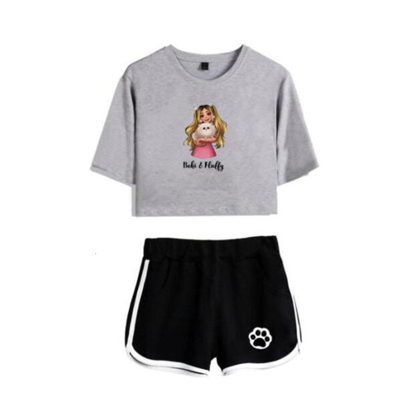 Women's Two Piece Pants Rebekah Wing Merch Beki Fluffy Print Tracksuit Women Two Piece Set Top and Shorts Outfits Casual Sportwear Streetwear 230