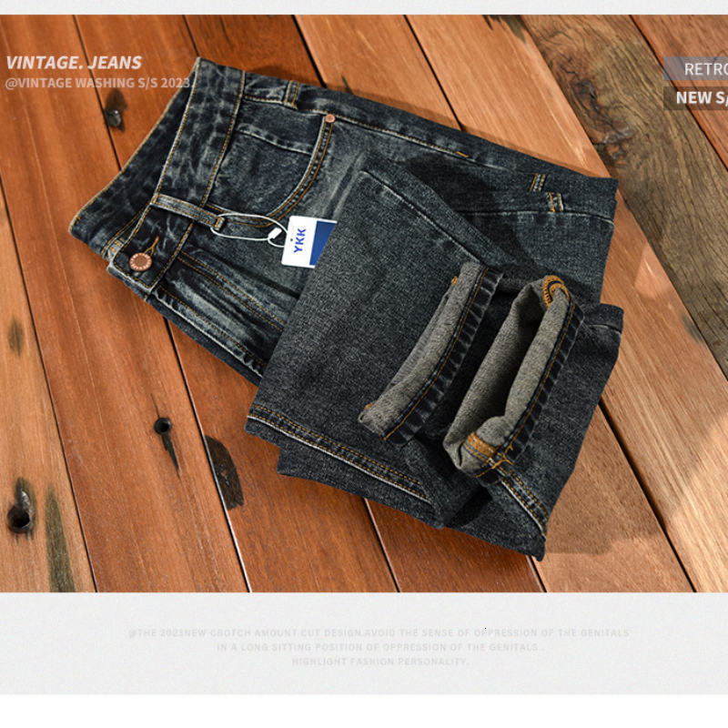 Men's Jeans Autumn Cotton Washed Retro Jeans Men Clothing Cotton Loose Straight Men Trousers K5921 230821