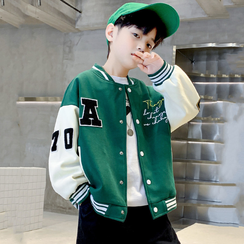 Jackets Kids Bomber Jacket Children Spring Autumn Letter Print Outerwear Boys Streetwear Varsity Baseball Uniform Coats 4 6 8 10 12 14 Y 230817