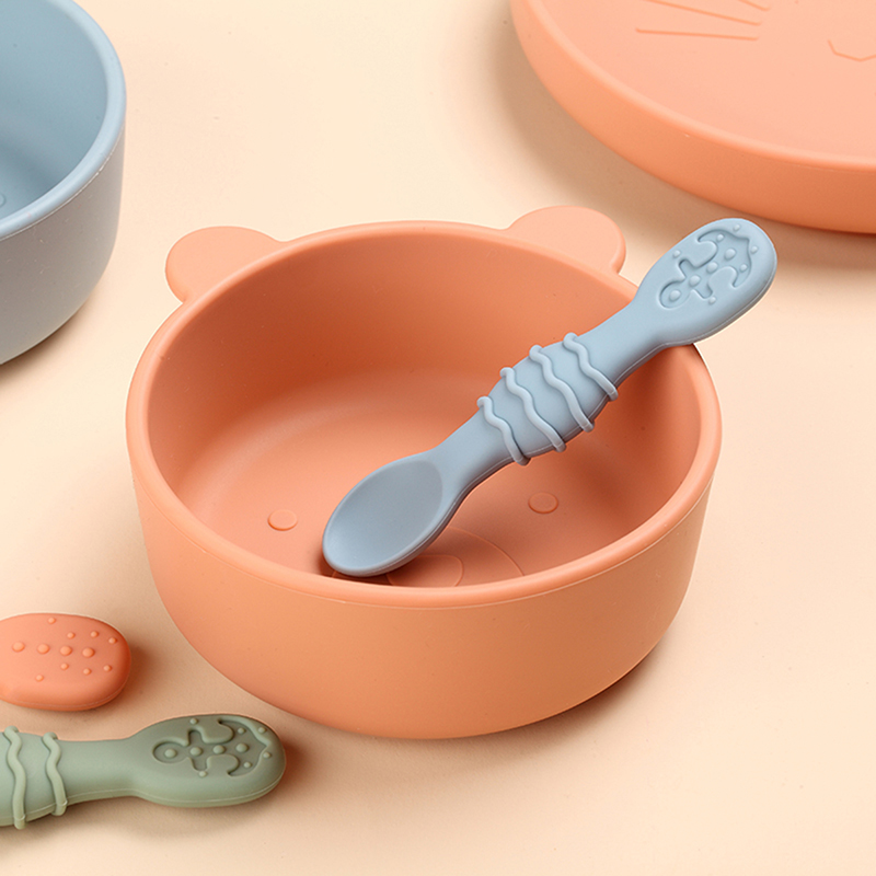 Food Grade Silicone Baby Led Weaning Spoons with Teether Soft Training Spoon for Toddler Newborn Infant Feeding Utensils