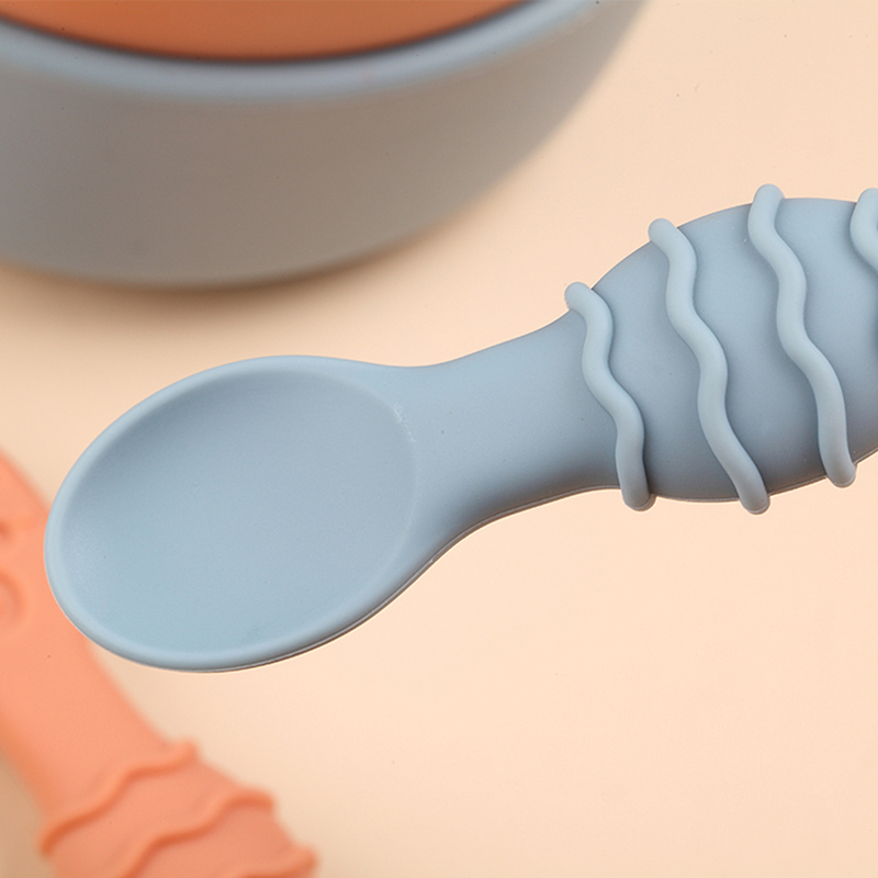 Food Grade Silicone Baby Led Weaning Spoons with Teether Soft Training Spoon for Toddler Newborn Infant Feeding Utensils