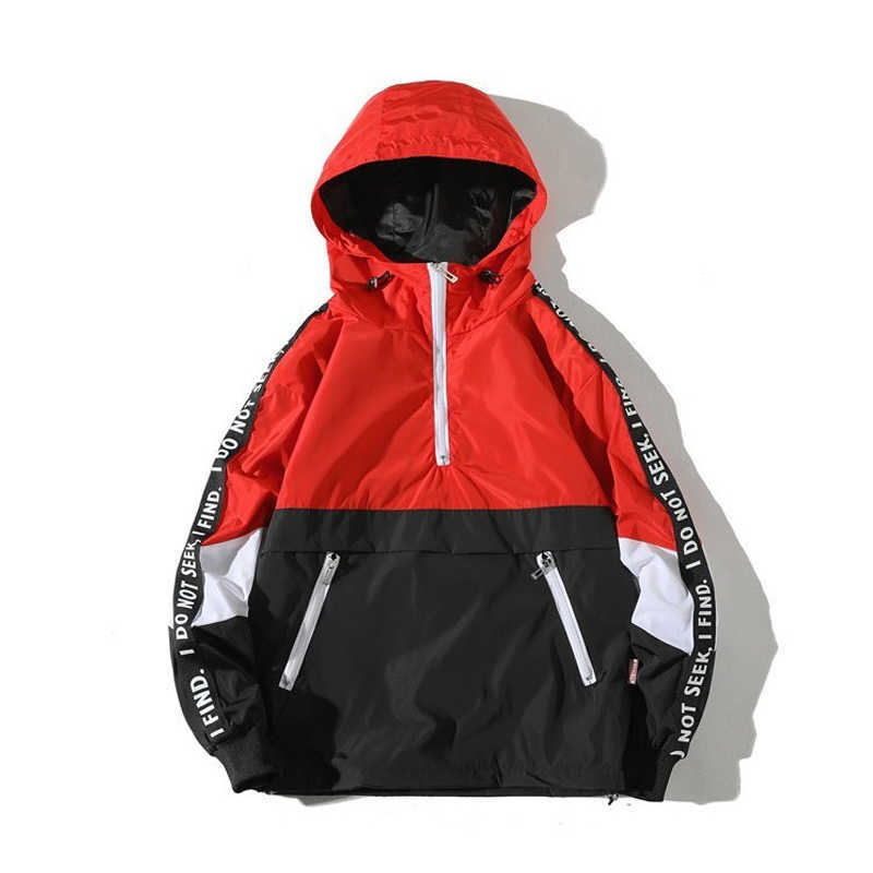 Men's Jackets Men Autumn Jackets Fashion Patchwork Loose Casual Streetwear Male Hip Hop Hooded Zipper Tracksuit Korean Pullover Windbreaker J2308