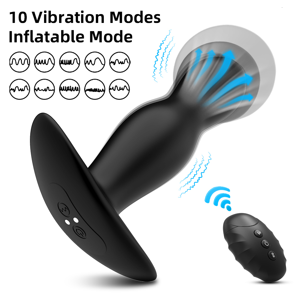 Anal Toys Butt Plug Women Men Prostate Massager Inflatable Vibrating Remote Control Gay Vibrator Sex Toy for 230821