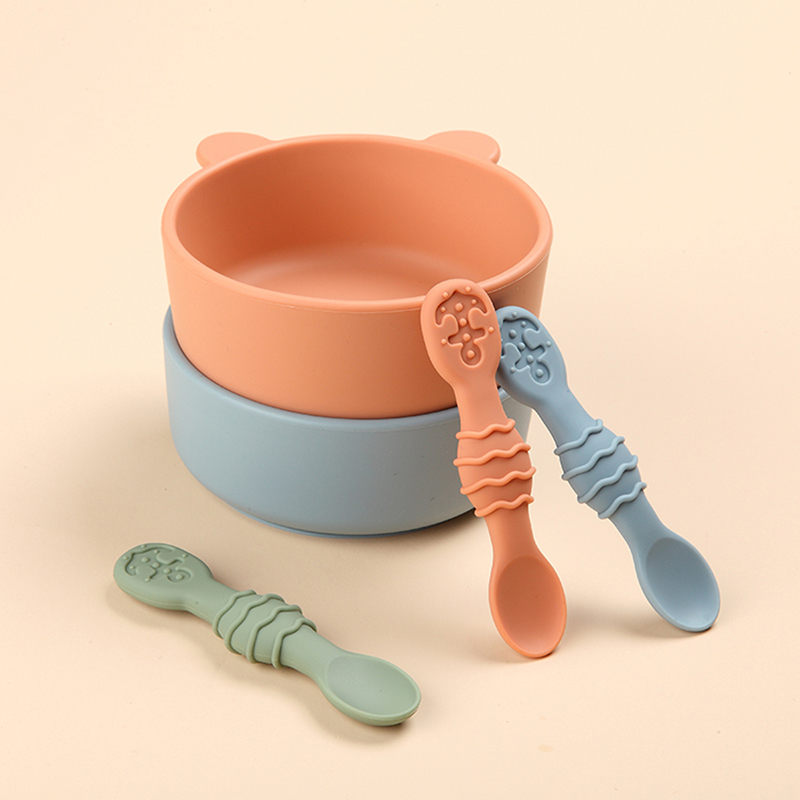 Food Grade Silicone Baby Led Weaning Spoons with Teether Soft Training Spoon for Toddler Newborn Infant Feeding Utensils