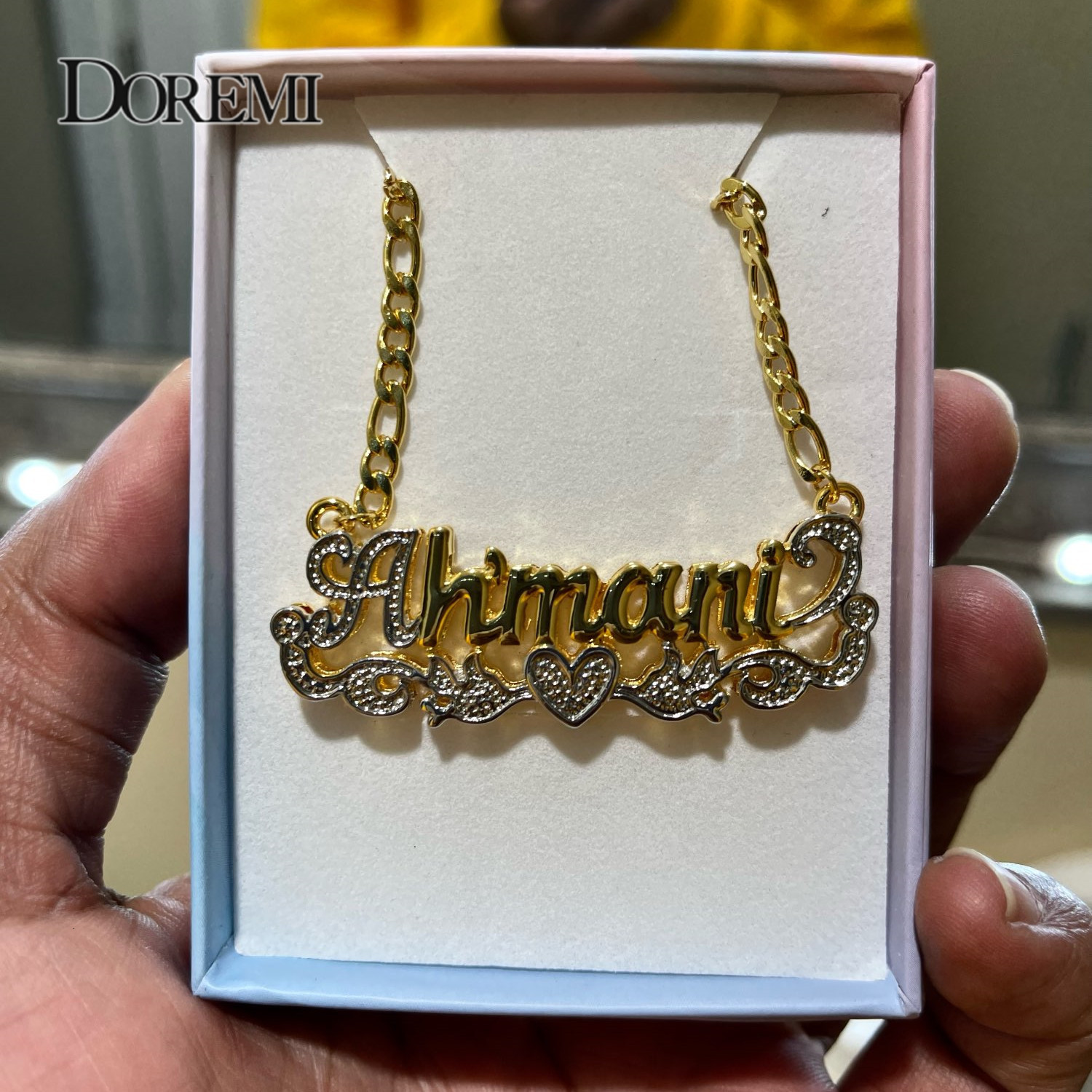 Strands Strings DOREMI 3D Custom Necklaces Style Name Necklace Personalized Double Layered Gold Plated Nameplate Jewlery 230822