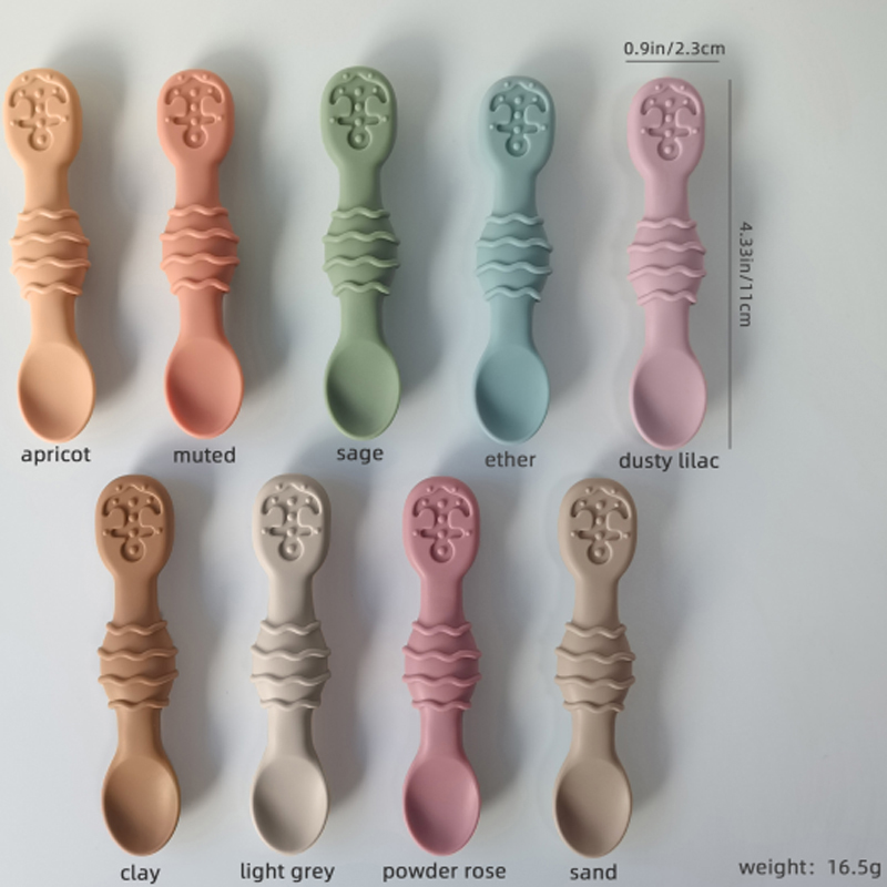 Food Grade Silicone Baby Led Weaning Spoons with Teether Soft Training Spoon for Toddler Newborn Infant Feeding Utensils