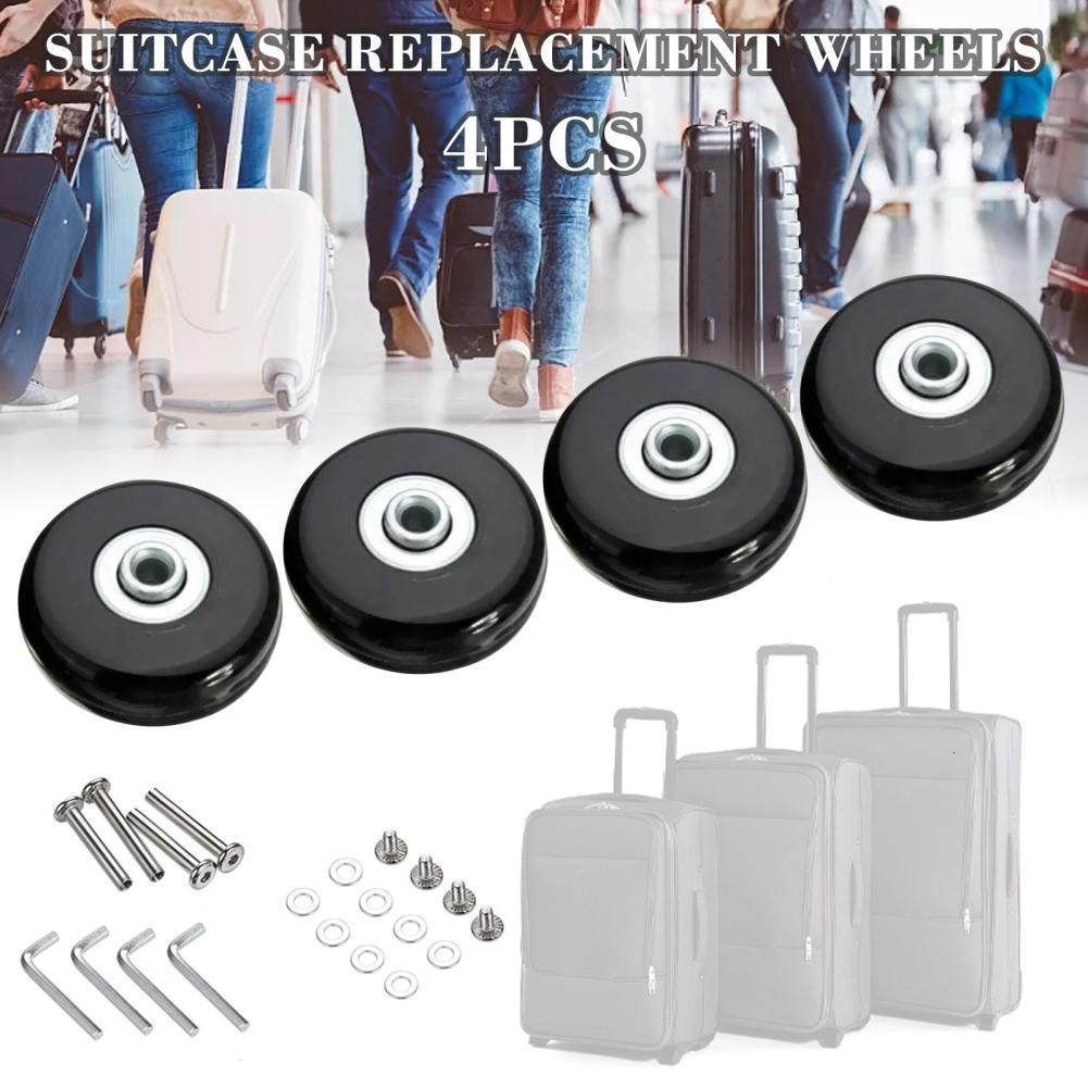 Bag Parts Accessories 4PCs Black Mute Luggage Suitcase Replacement Wheels Axles Repair Kit Dia. 40mm/45mm/50mm Inline Skate Wheels With Bearings 23082