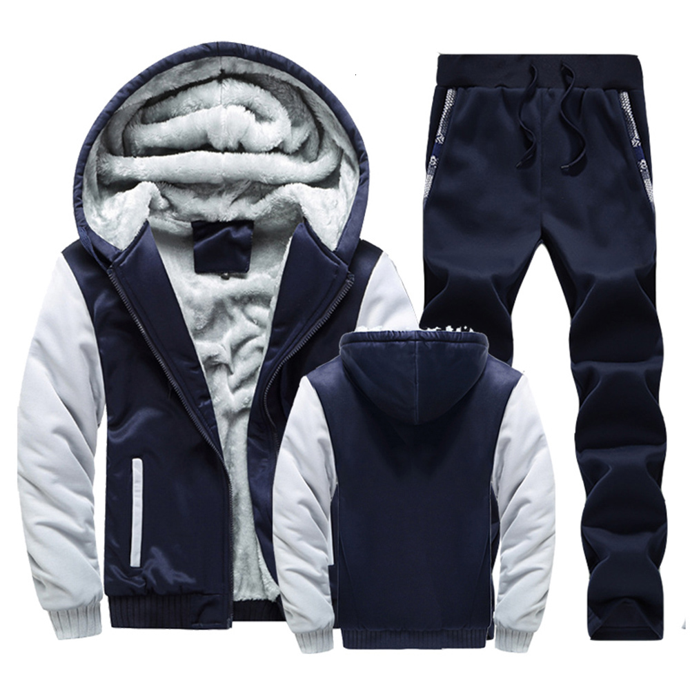Men s Tracksuits Fleece Sports Jacket Pants Suits Winter Plush Thickened Hoodies Jackets Coats Trousers Casual Tracksuit 230821