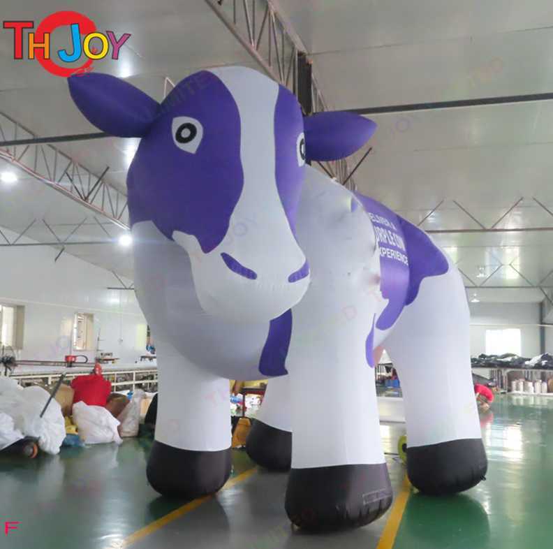 wholesale Outdoor Activities Customizable purple color twist neck cow giant inflatable animal milk cow cattle for farm advertising