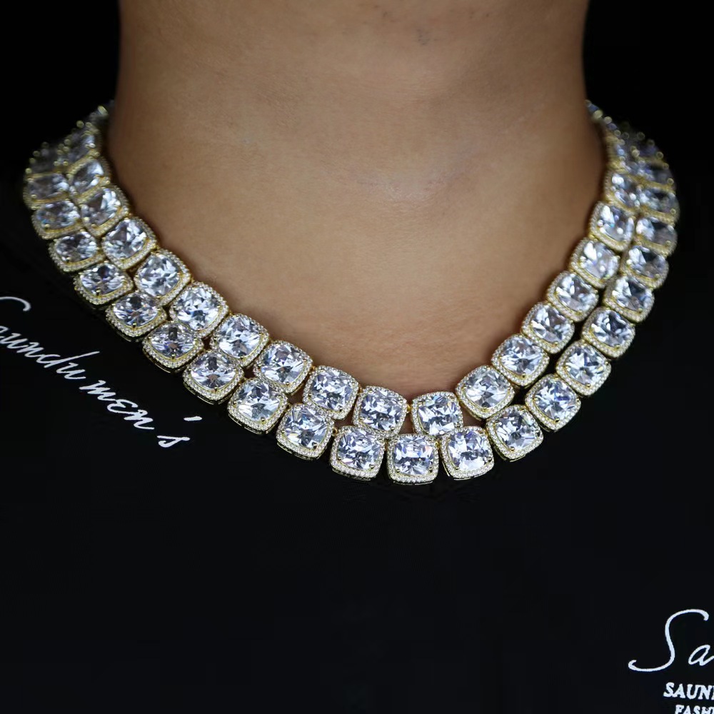 Fine jewelry 925 sterling silver vvs moissanite tennis necklace diamond mossanite tennis chain